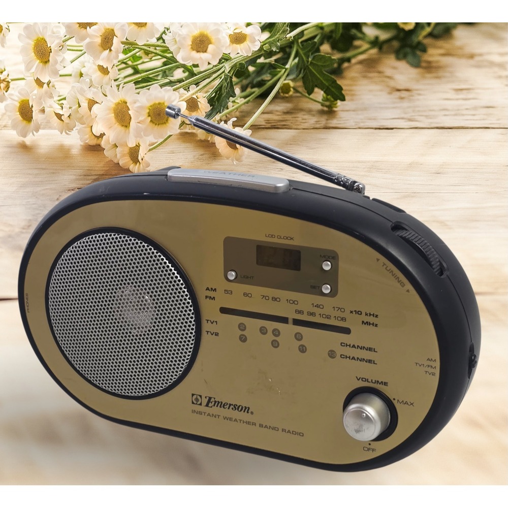 Emerson AM/FM/TV/Weather Band Table/Portable Radio w/ Lighted LCD Clock - RP1103